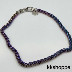 Rainbow Iridescent Chain Necklace Chunky Metal Link Statement Jewelry Women